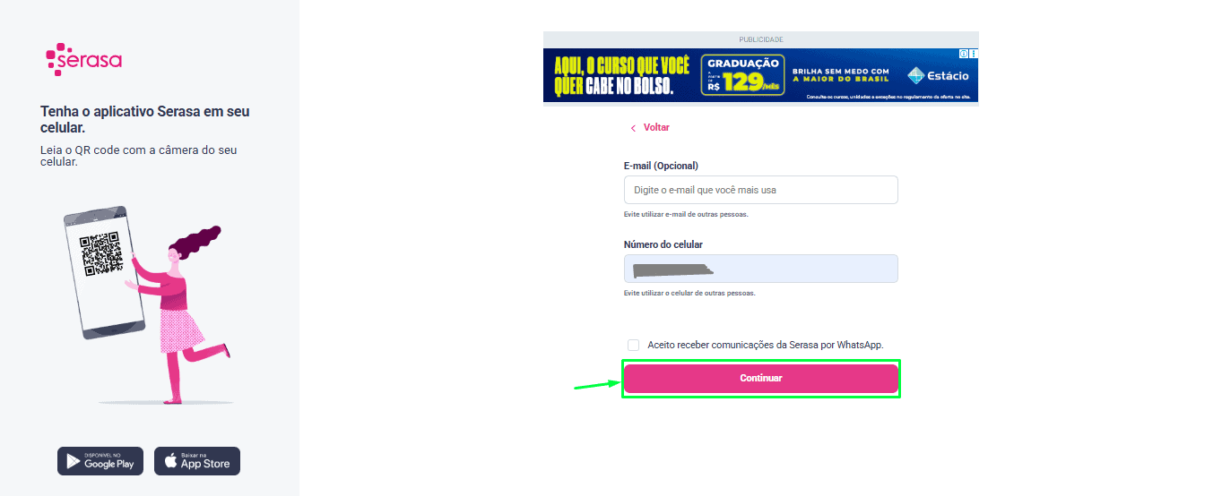Passo 6 para utilizar o Serasa e verificar o CPF