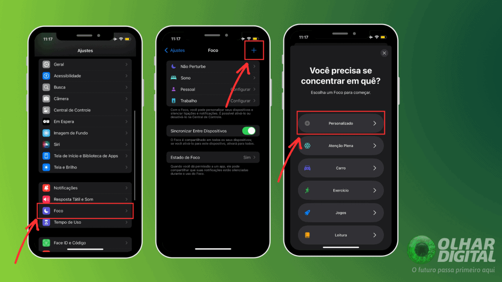 Como ativar Modo Viagem no iOS passos 1 a 3/Olhar Digital