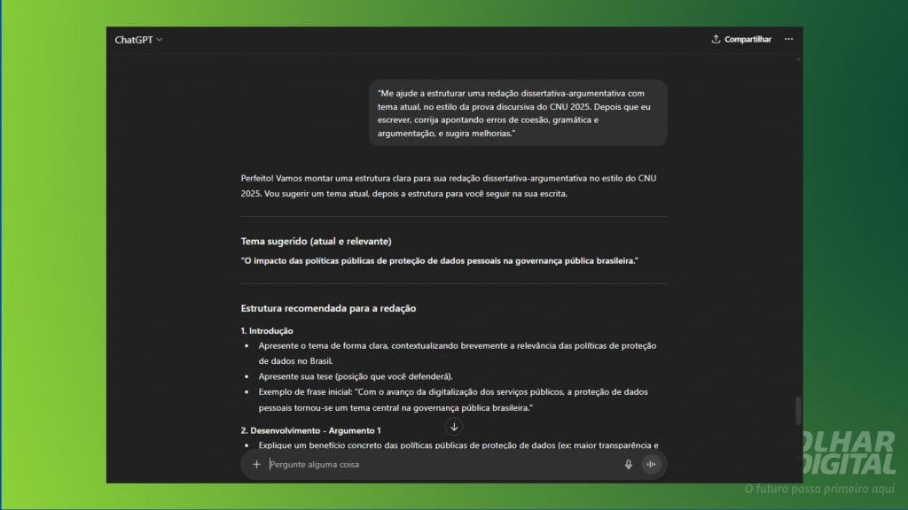 print de um prompt no chatgpt