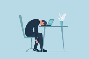 ilustração de pessoa com tédio no trabalho