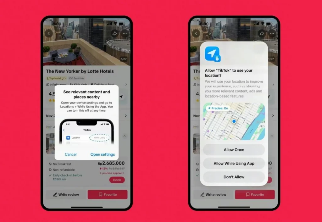 Duas telas ilustrando o uso do novo recurso do TikTok
