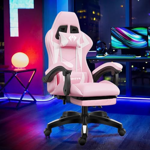 Cadeira Ergonomica Gamer Com Apoio Para Os Pés (Rosa)